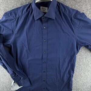 Stenstroms Cotton Slimline Romania 15.75 Blue Mens Shirt Button Up Solid Spread